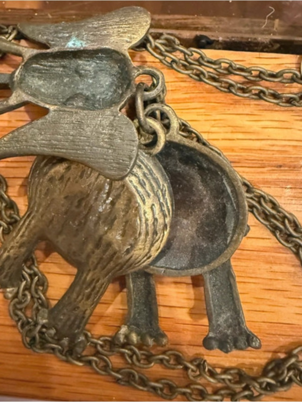 Brass Elephant Pendant Boho Stement Necklace - whimsical good luck charm - Picture 8 of 8